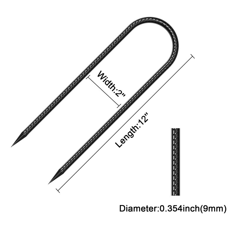 synoratory Trampoline Stakes Anchors High Wind Heavy Duty 12inch U Type Safety Trampoline Wind Stakes Galvanized Steel (4Pcs, Black) - Image 5